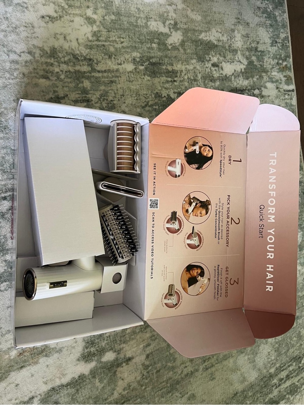 White Multi-Attachment Women’s Hair Styler with Brush Set